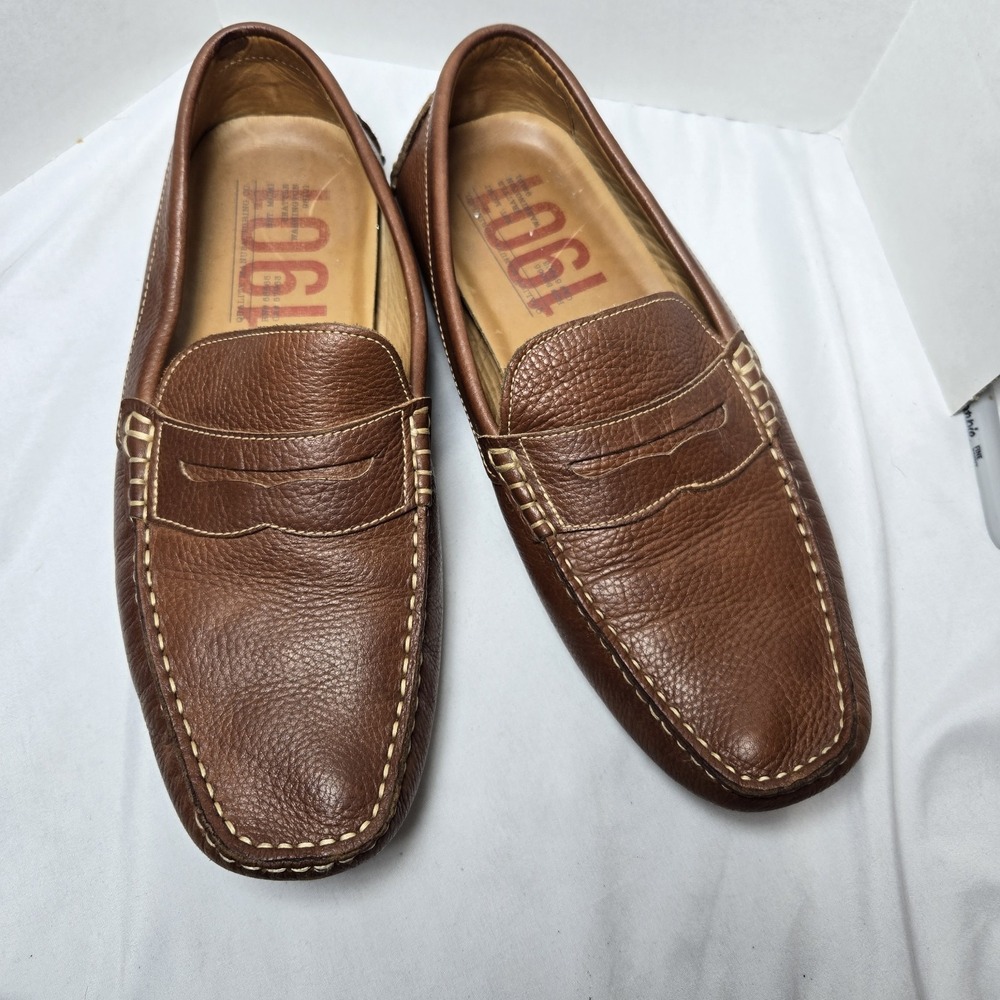 1901 Cognac Brown Pebble Leather Penny Loafer Moccasin Driving Shoes Mens 10M